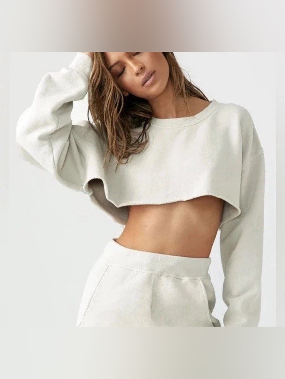 JOAH BROWN CUT OFF SWEATSHIRT LIGHT GRAY/BEIGE